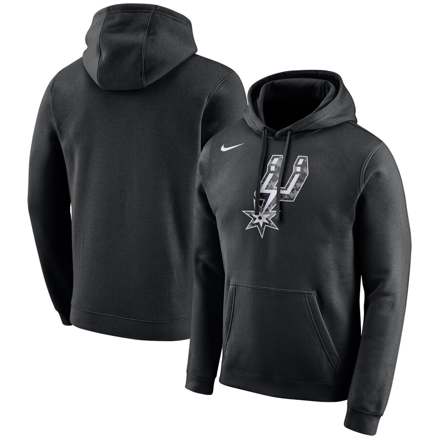 Men's San Antonio Spurs Black City Edition Logo Essential Pullover Hoodie